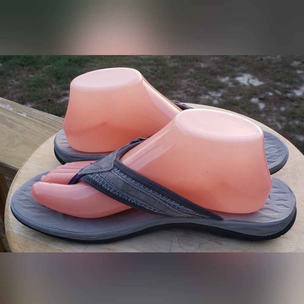 Merrell Siren 2 Flip Flops Women's Sz 9 Gray Suede Nylon Thong Sandals - Picture 6 of 12
